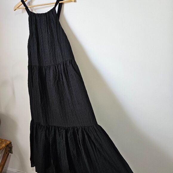 NWT FRENCH CONNECTION BLACK HALTER TIE BACK FULL/ MAXI DRESS SIZE SMALL - Picture 5 of 14